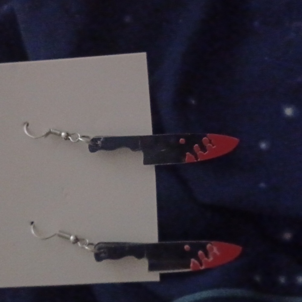 Scary bloody knifes Halloween earrings